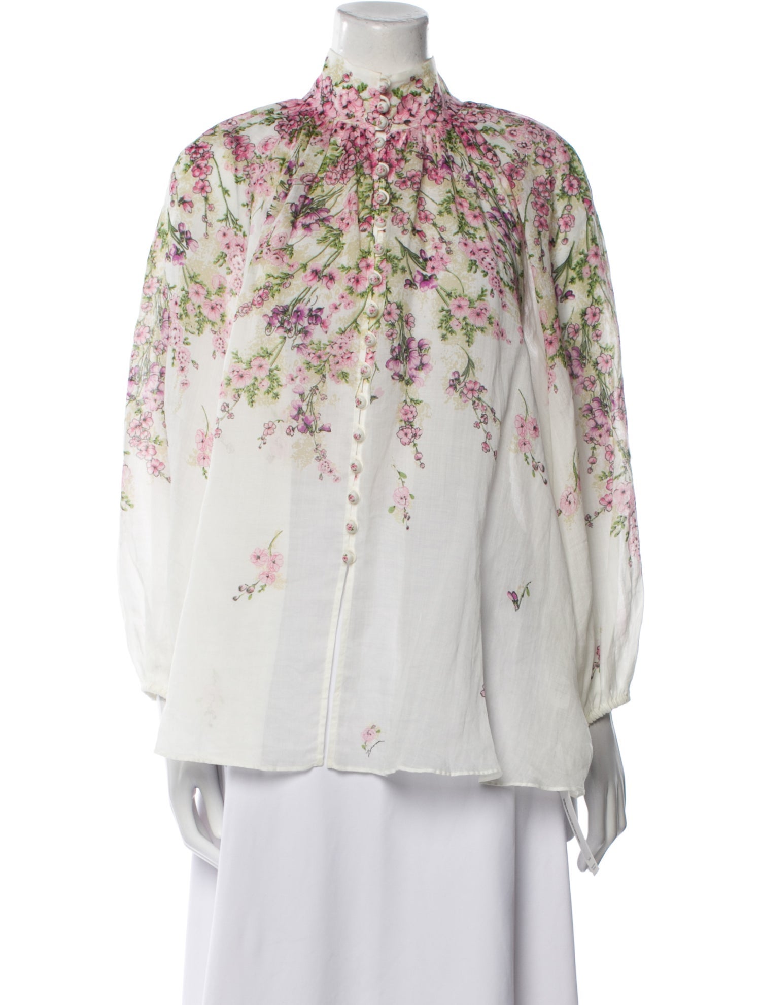 Zimmermann Floral Print Mock Neck Blouse