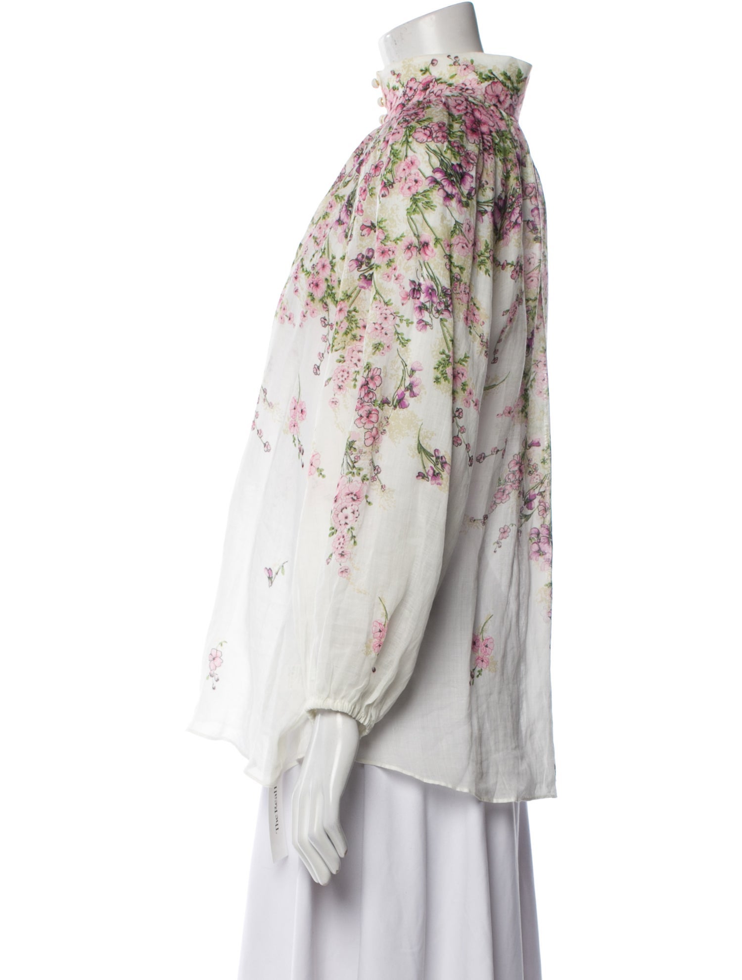 Zimmermann Floral Print Mock Neck Blouse