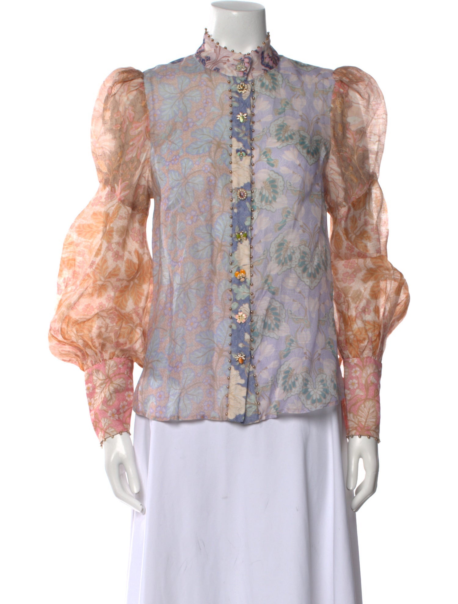 Zimmermann Linen Floral Print Button-Up Top
