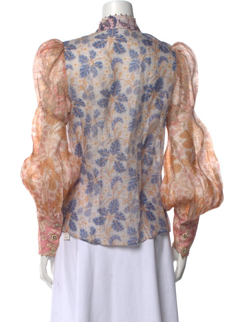 Zimmermann Linen Floral Print Button-Up Top