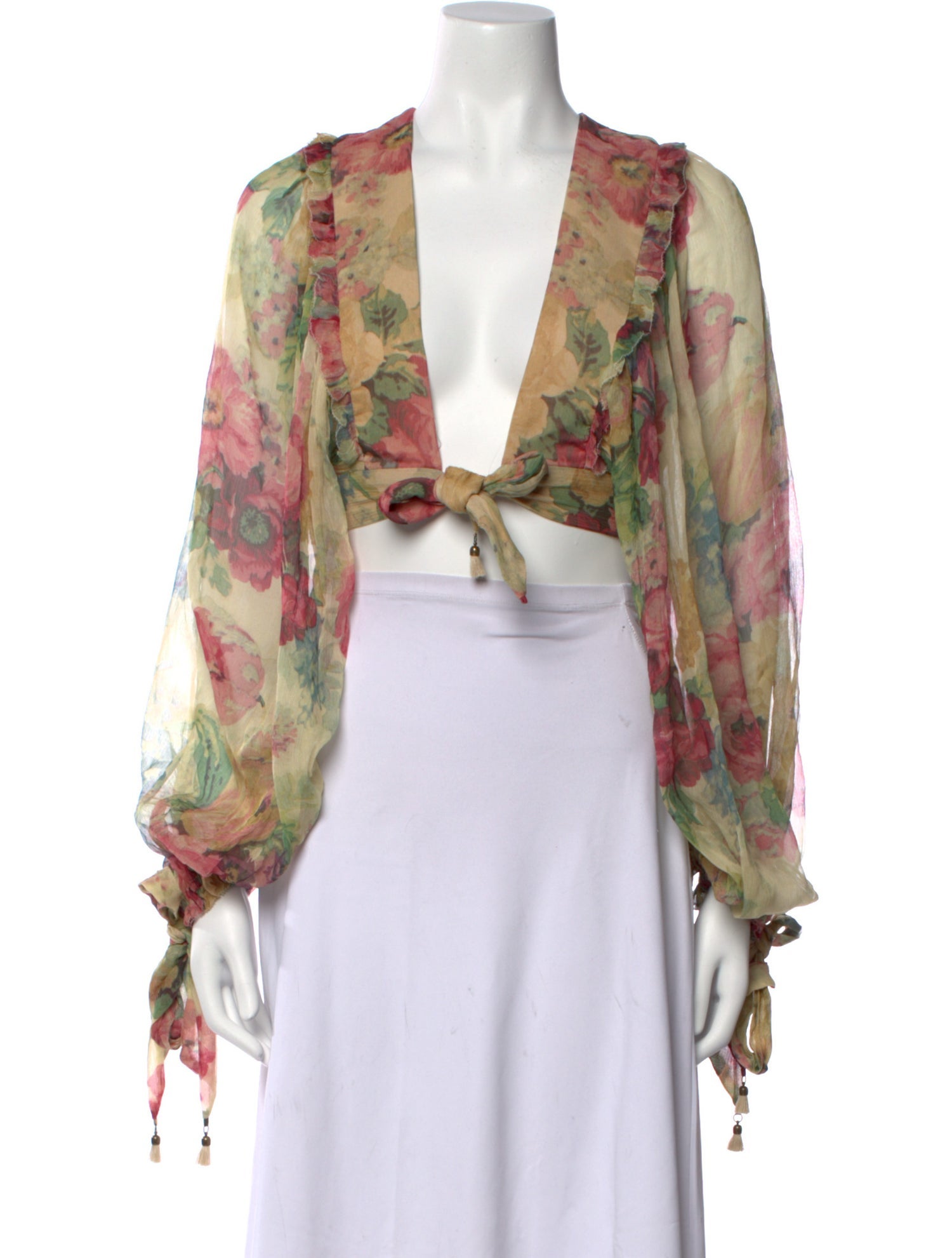 Zimmermann Silk Floral Print Crop Top