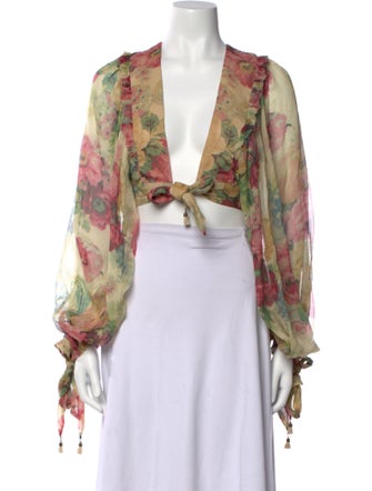 Zimmermann Silk Floral Print Crop Top