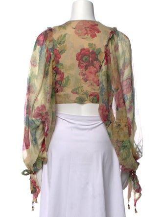 Zimmermann Silk Floral Print Crop Top