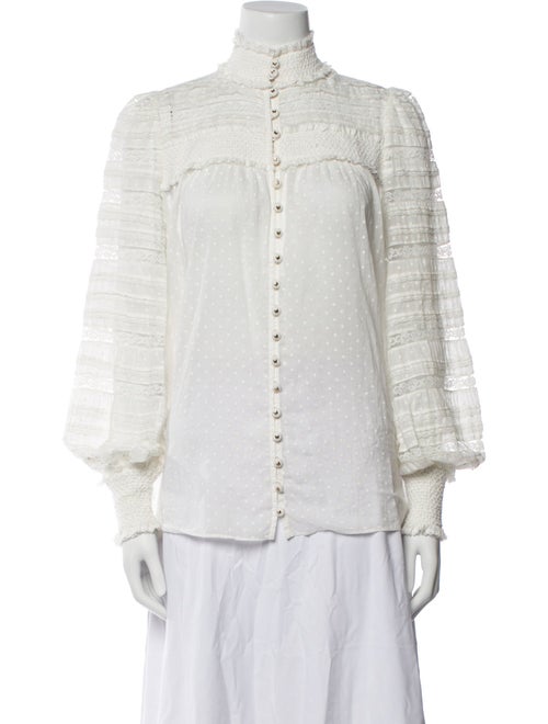 Zimmermann Mock Neck Long Sleeve Button-Up Top