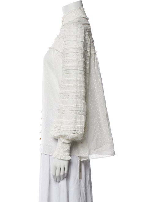 Zimmermann Mock Neck Long Sleeve Button-Up Top