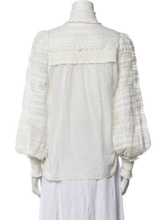 Zimmermann Mock Neck Long Sleeve Button-Up Top