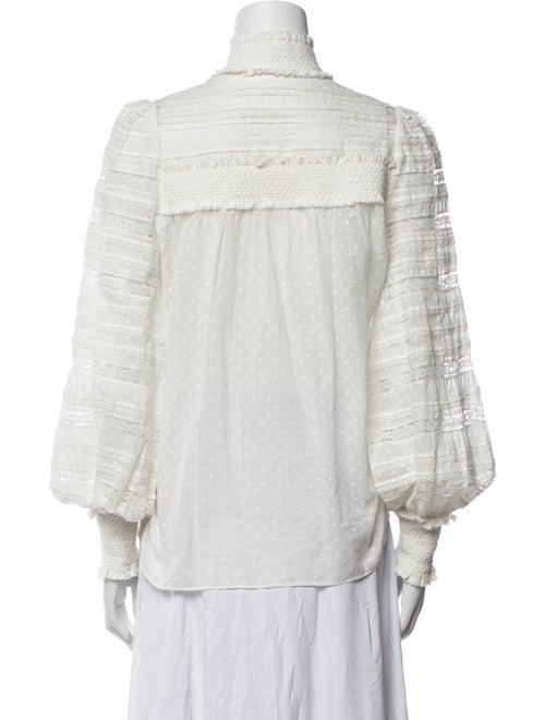 Zimmermann Mock Neck Long Sleeve Button-Up Top