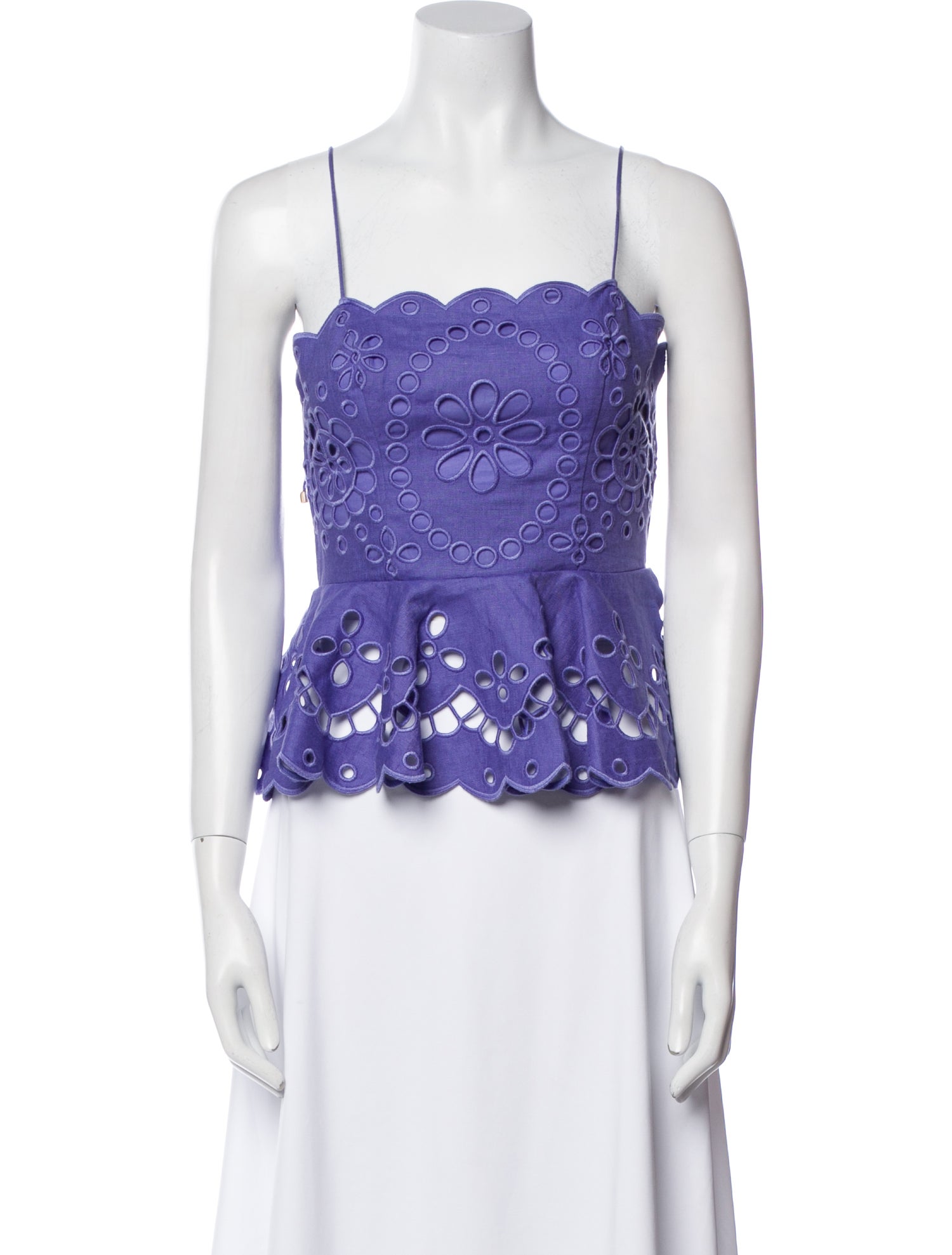 Zimmermann Linen Lace Pattern Crop Top