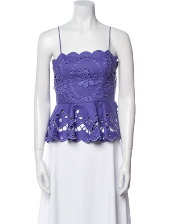 Zimmermann Linen Lace Pattern Crop Top