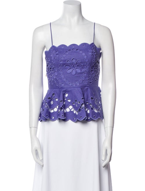 Zimmermann Linen Lace Pattern Crop Top