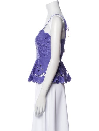 Zimmermann Linen Lace Pattern Crop Top