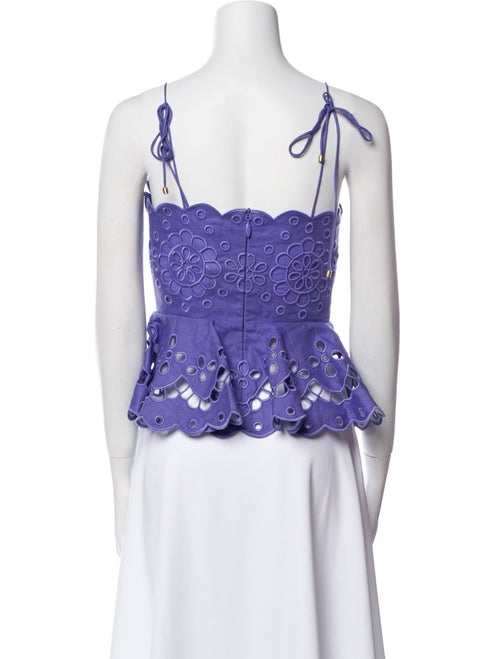 Zimmermann Linen Lace Pattern Crop Top