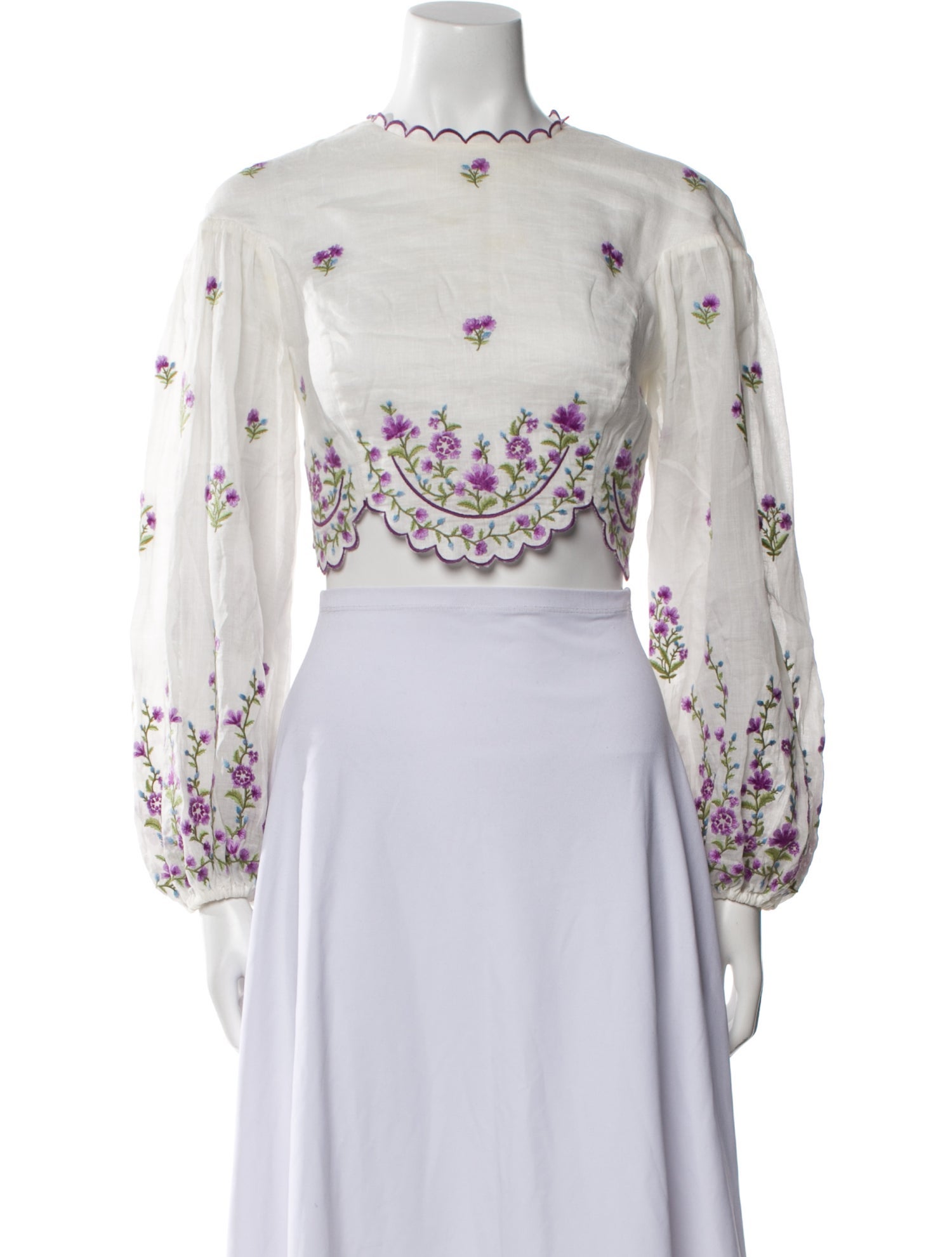 Zimmermann Linen Floral Print Crop Top