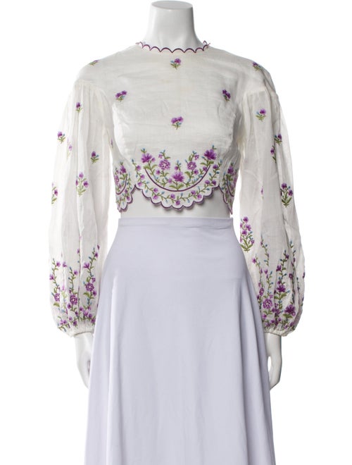 Zimmermann Linen Floral Print Crop Top
