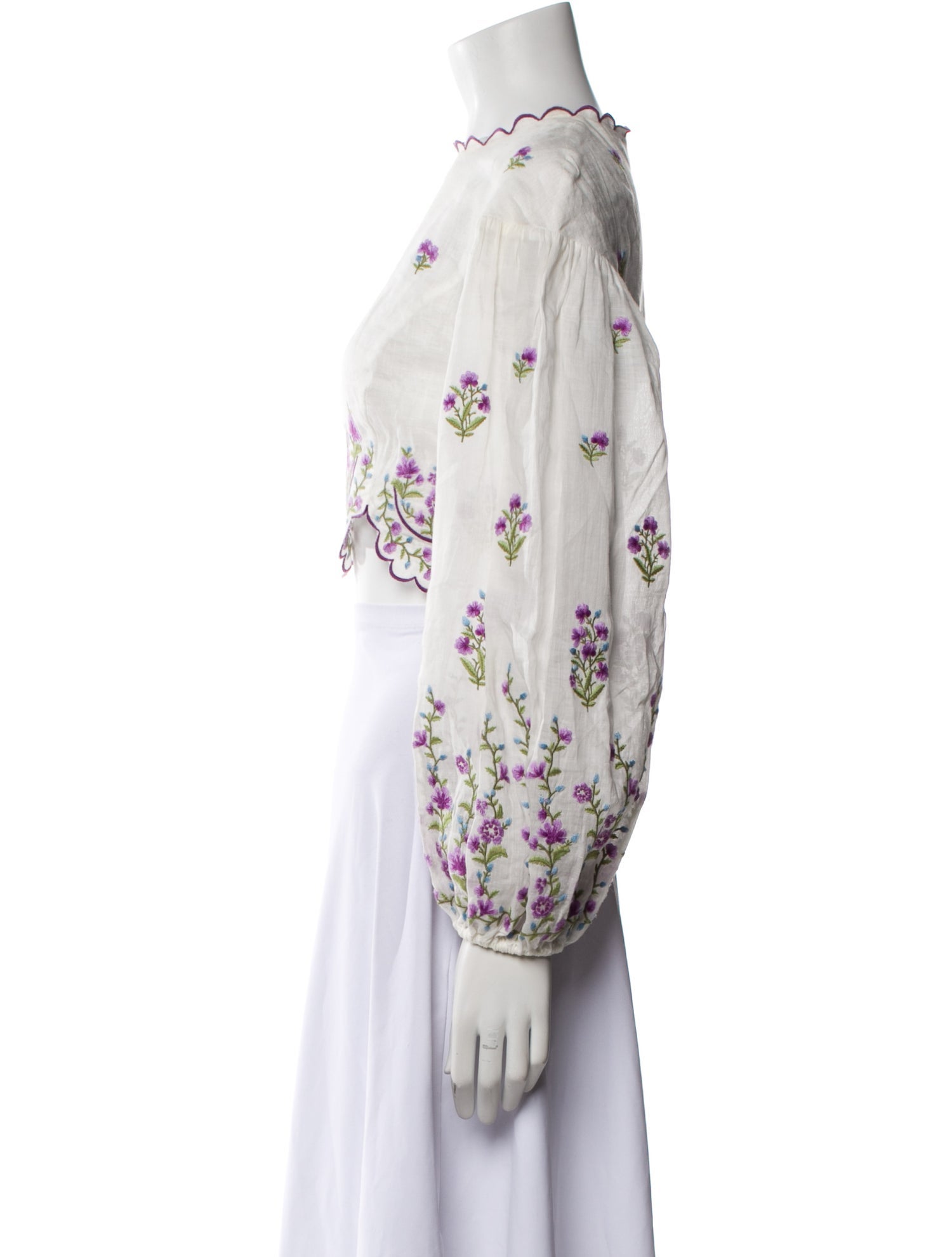 Zimmermann Linen Floral Print Crop Top