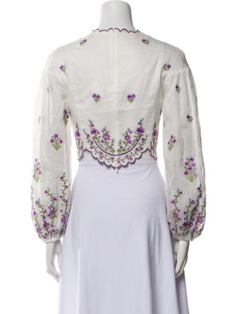 Zimmermann Linen Floral Print Crop Top