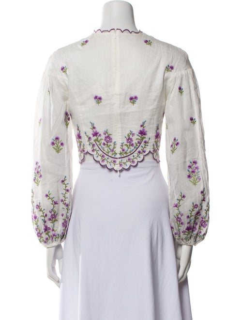Zimmermann Linen Floral Print Crop Top