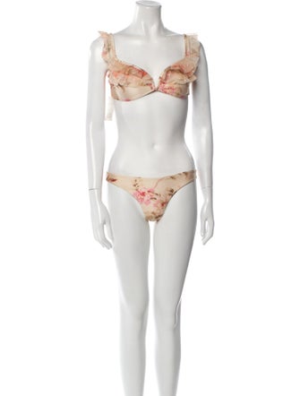 Zimmermann Floral Print Mesh Accents Bikini