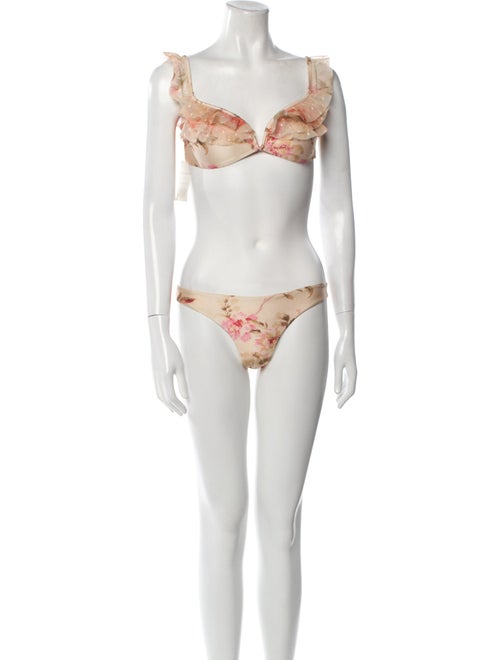 Zimmermann Floral Print Mesh Accents Bikini