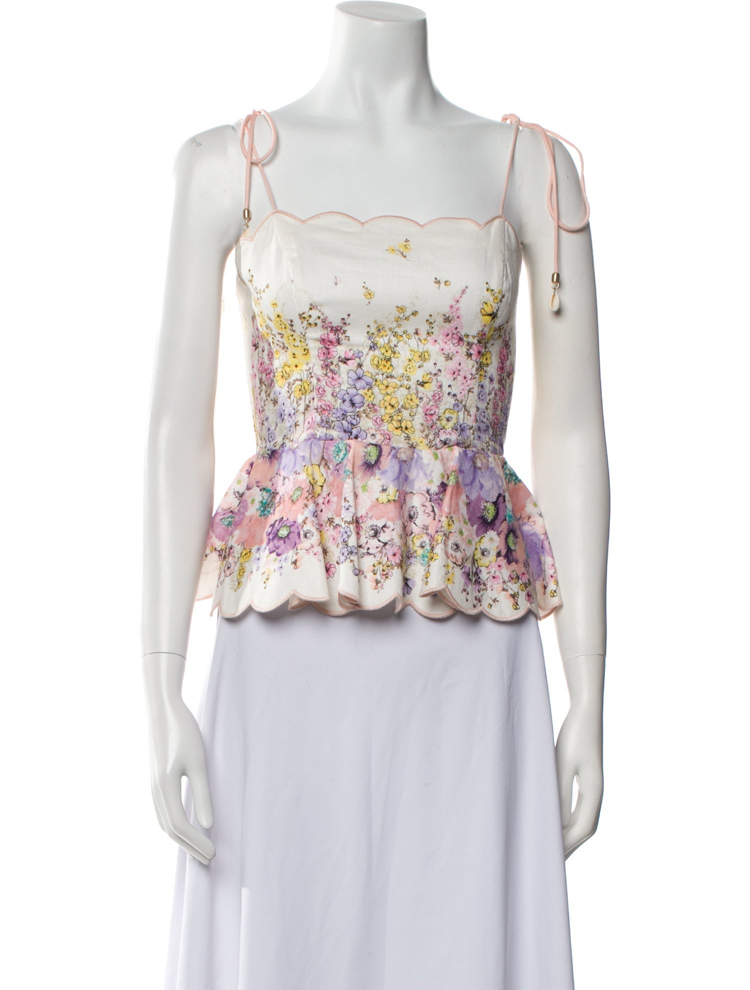 Zimmermann Linen Floral Print Crop Top