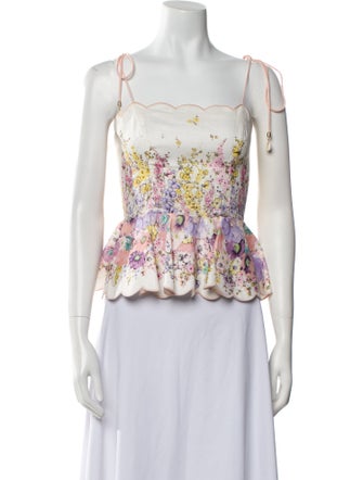 Zimmermann Linen Floral Print Crop Top
