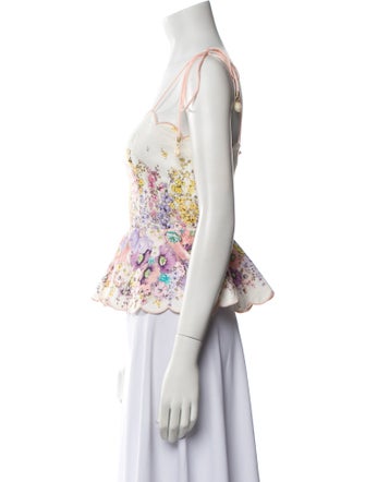 Zimmermann Linen Floral Print Crop Top
