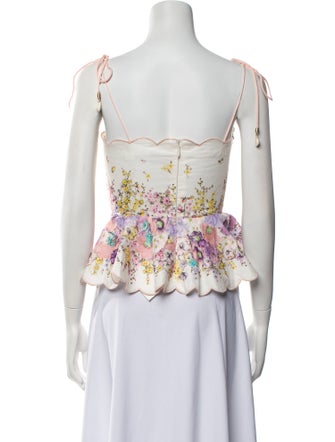 Zimmermann Linen Floral Print Crop Top