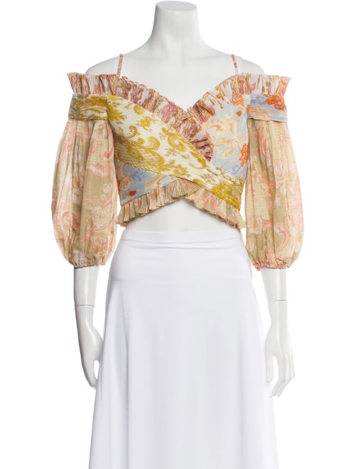 Zimmermann Floral Print V-Neck Crop Top