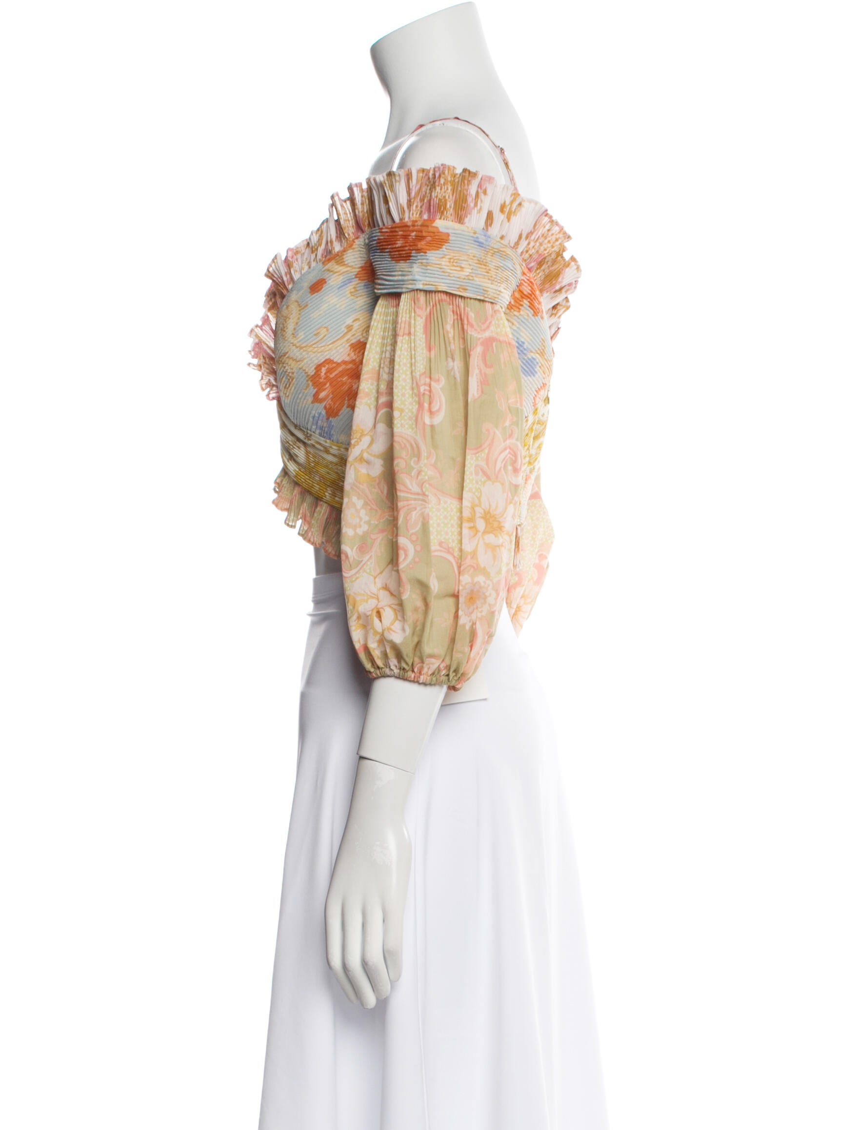 Zimmermann Floral Print V-Neck Crop Top