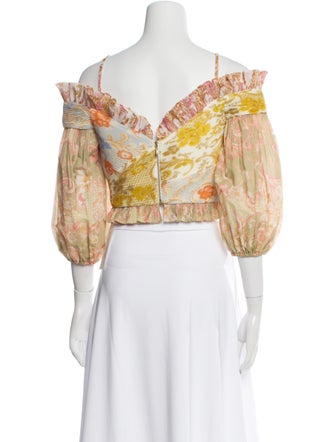 Zimmermann Floral Print V-Neck Crop Top