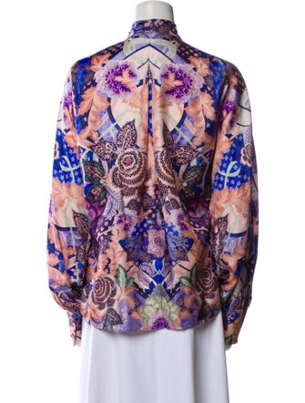 Zimmermann Silk Floral Print Button-Up Top