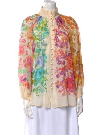 Zimmermann Linen Floral Print Blouse