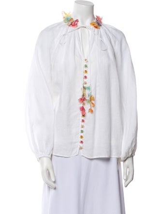 Zimmermann Mock Neck Long Sleeve Blouse