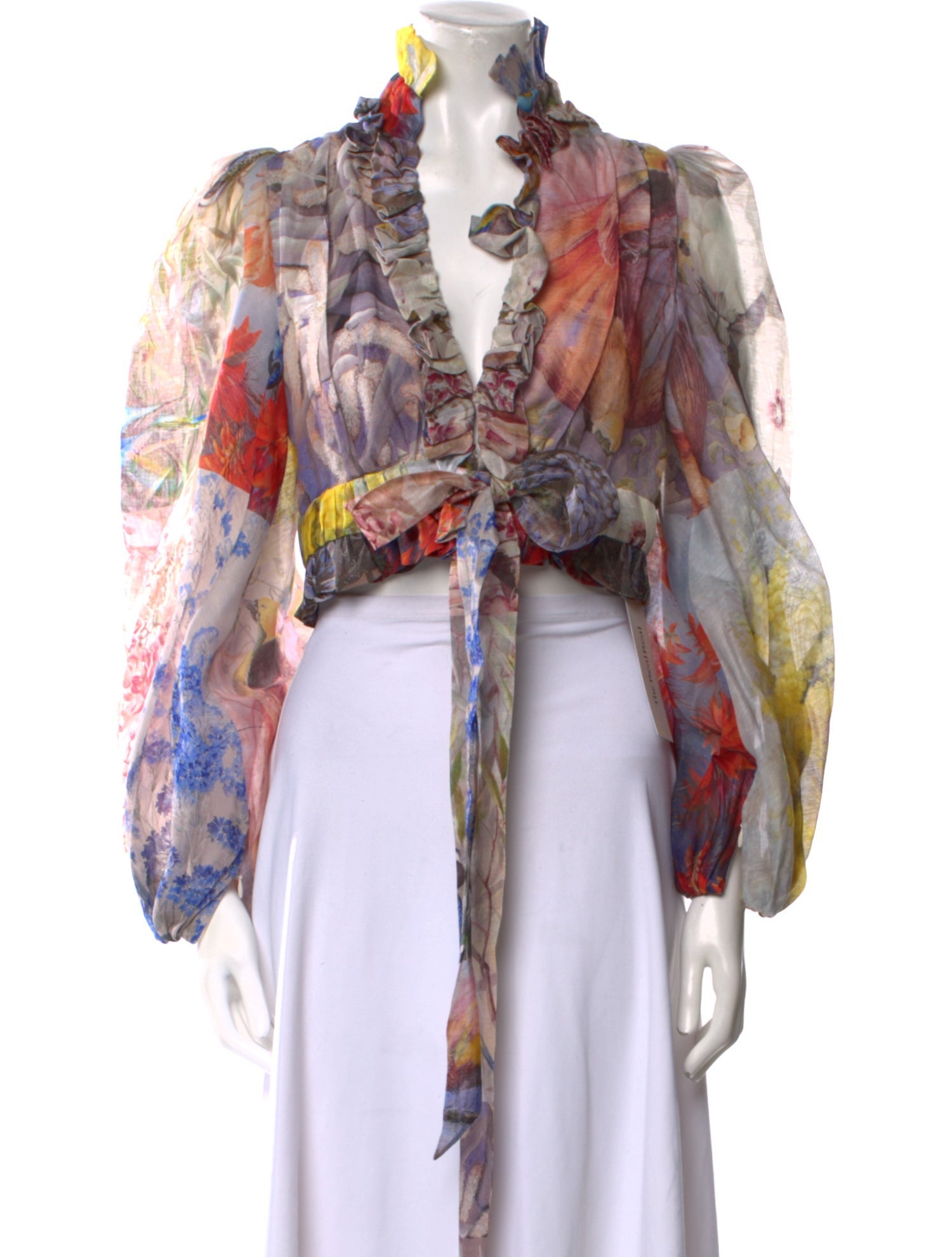 Zimmermann Linen Floral Print Crop Top