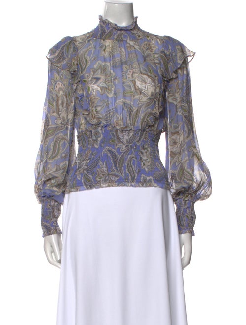 Zimmermann Paisley Print Mock Neck Blouse