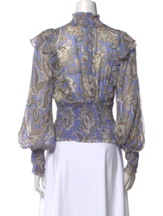 Zimmermann Paisley Print Mock Neck Blouse