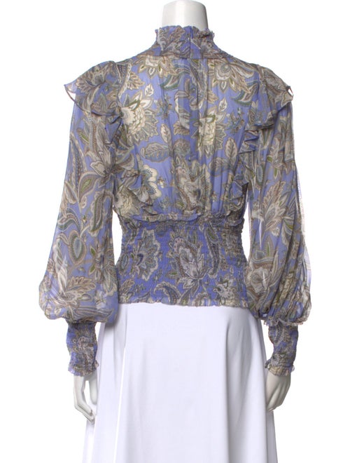 Zimmermann Paisley Print Mock Neck Blouse