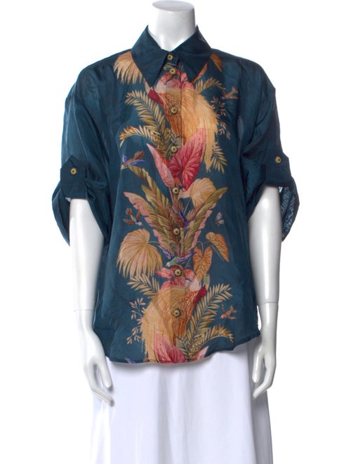 Zimmermann Silk Floral Print Button-Up Top