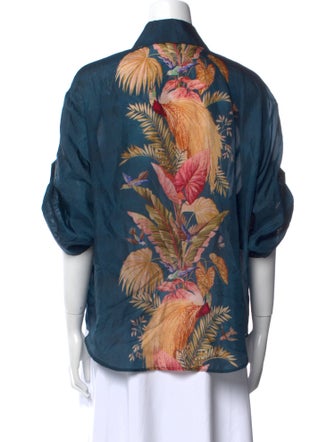 Zimmermann Silk Floral Print Button-Up Top