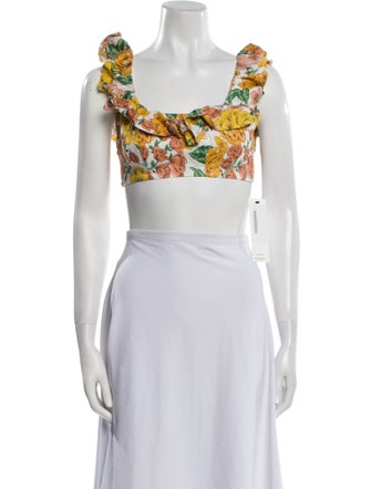 Zimmermann Linen Floral Print Crop Top