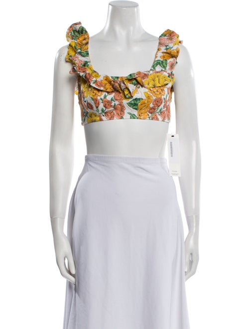 Zimmermann Linen Floral Print Crop Top