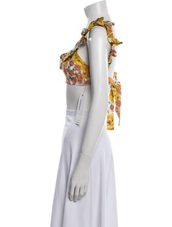 Zimmermann Linen Floral Print Crop Top