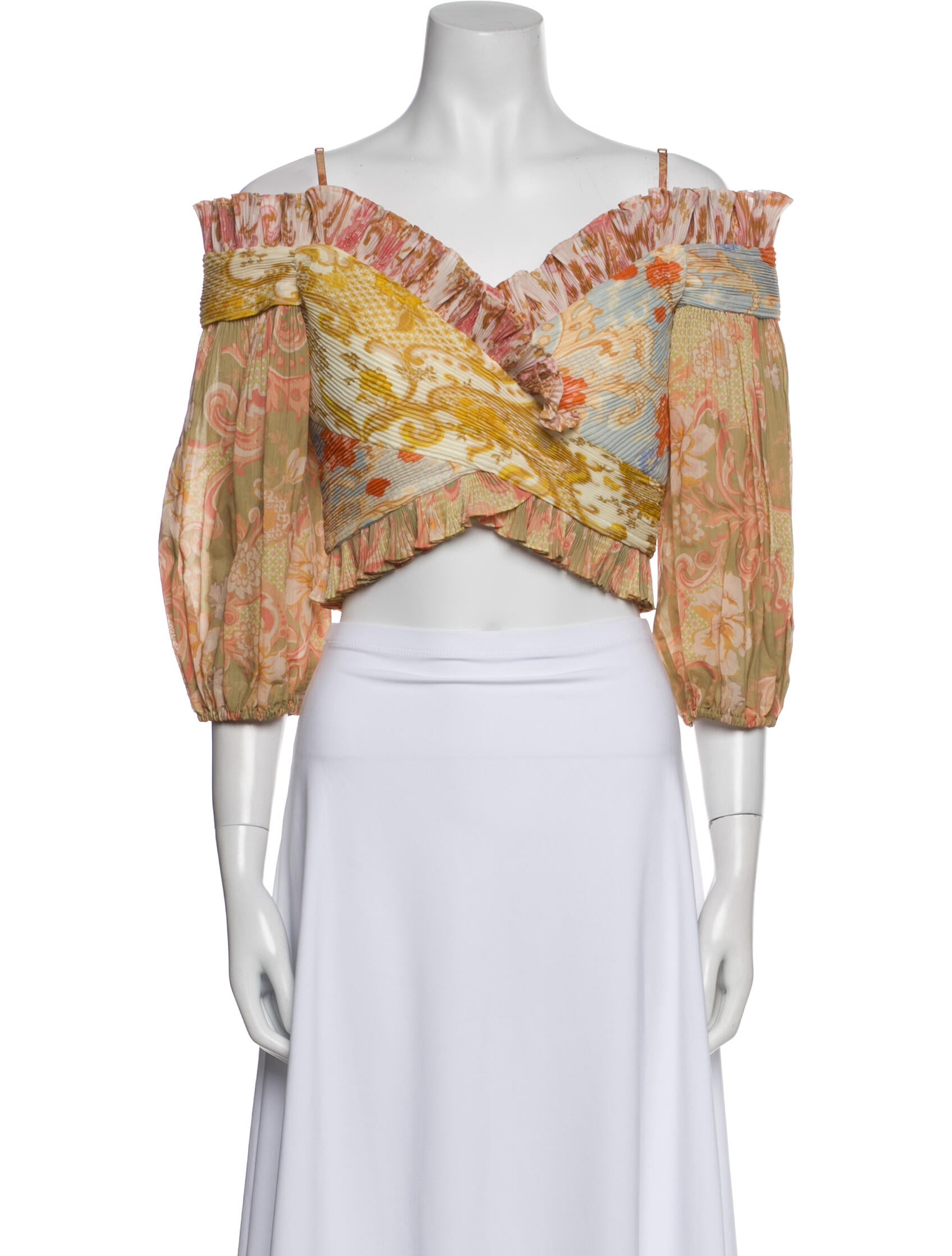 Zimmermann Printed V-Neck Crop Top