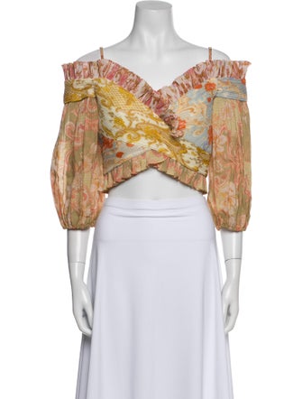 Zimmermann Printed V-Neck Crop Top