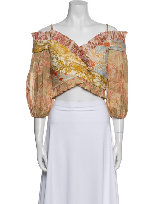 Zimmermann Printed V-Neck Crop Top