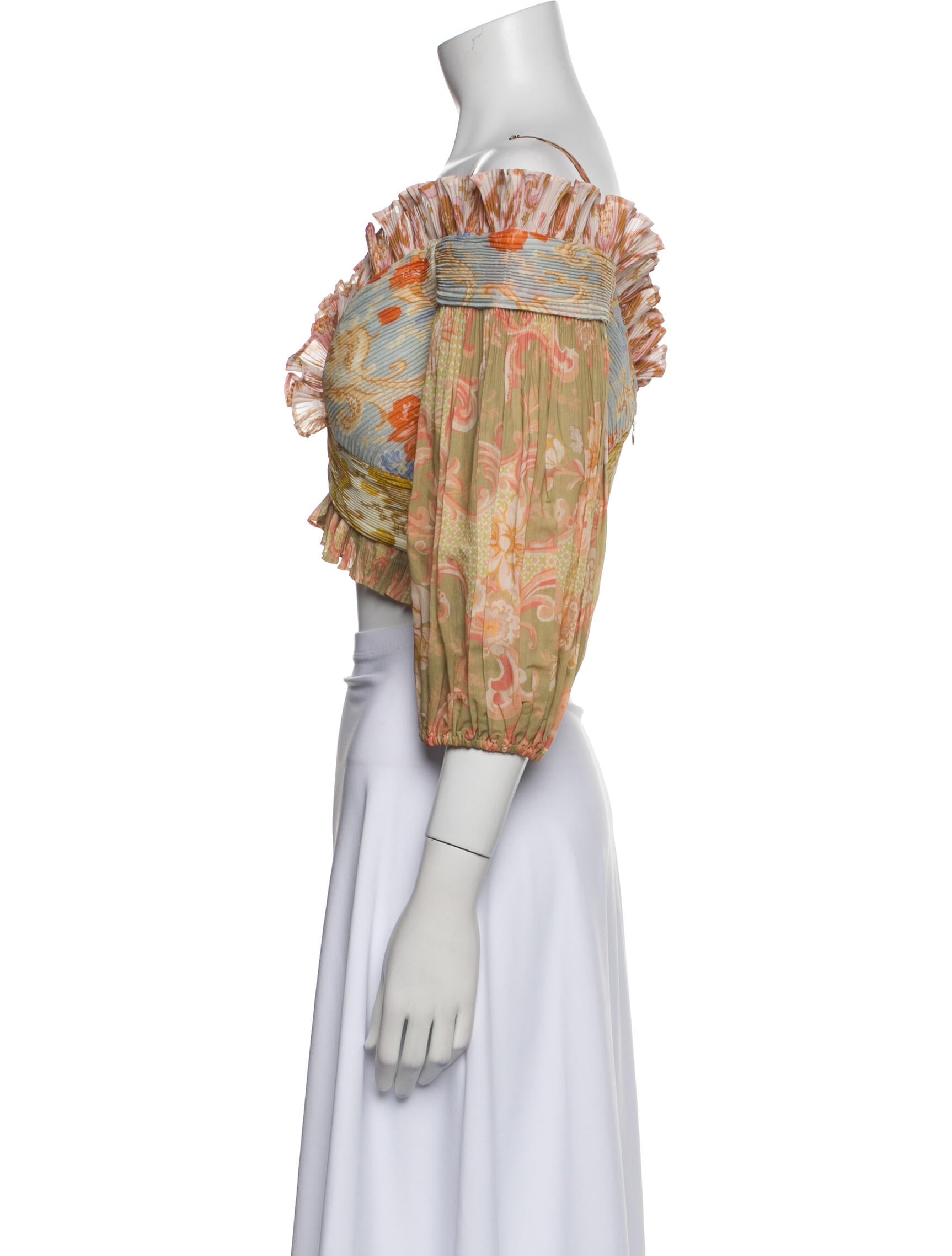 Zimmermann Printed V-Neck Crop Top