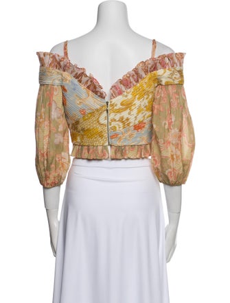 Zimmermann Printed V-Neck Crop Top