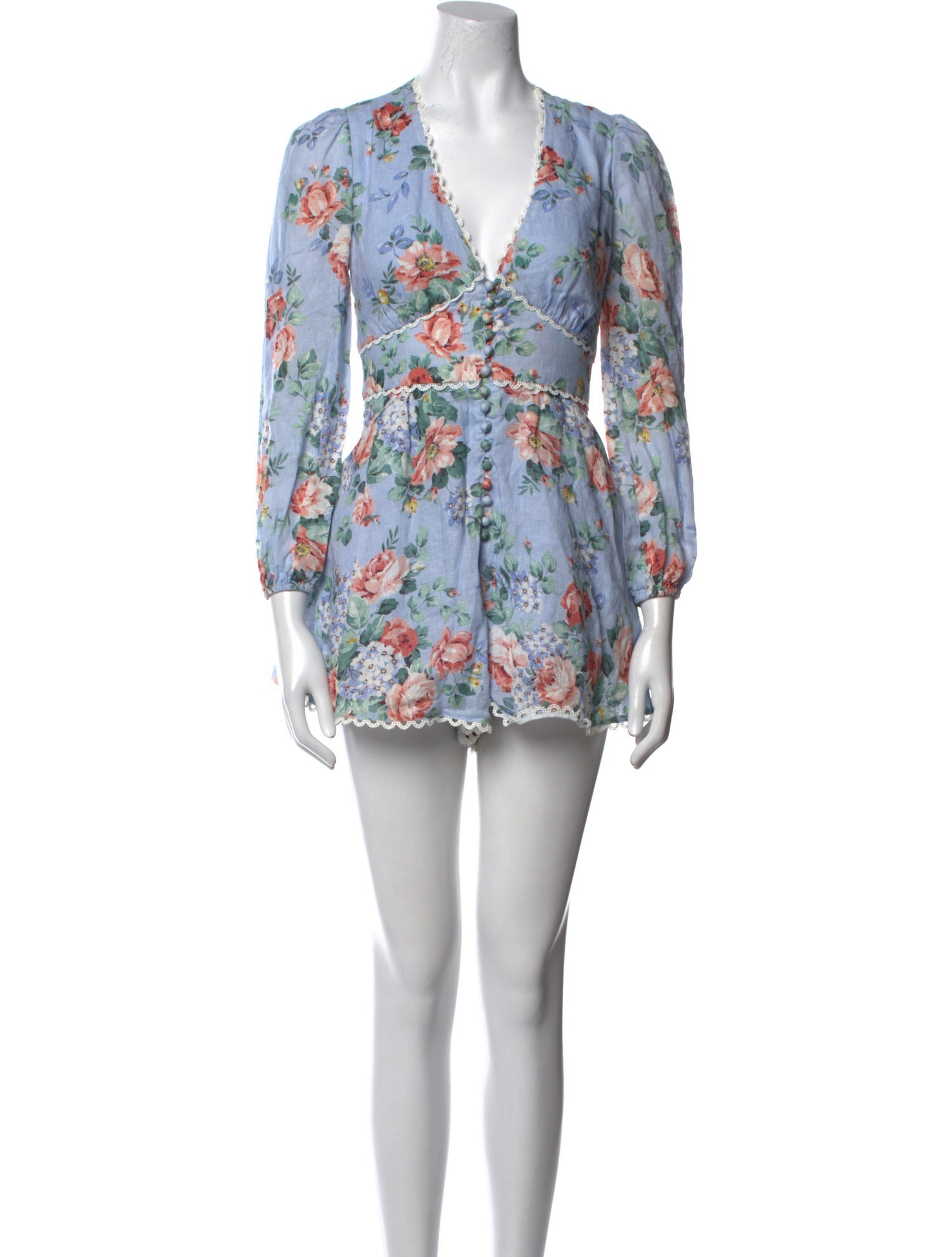 Zimmermann Linen Floral Print Romper