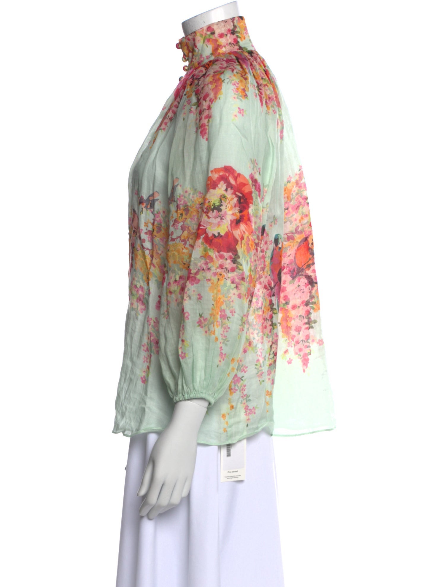 Zimmermann Floral Print Mock Neck Blouse