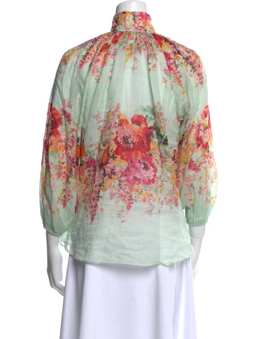 Zimmermann Floral Print Mock Neck Blouse
